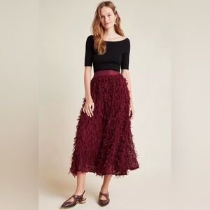 Anthropologie Seen Worn Kept Rhapsody Textured Maxi Tulle Cocktail Holiday Sz 2